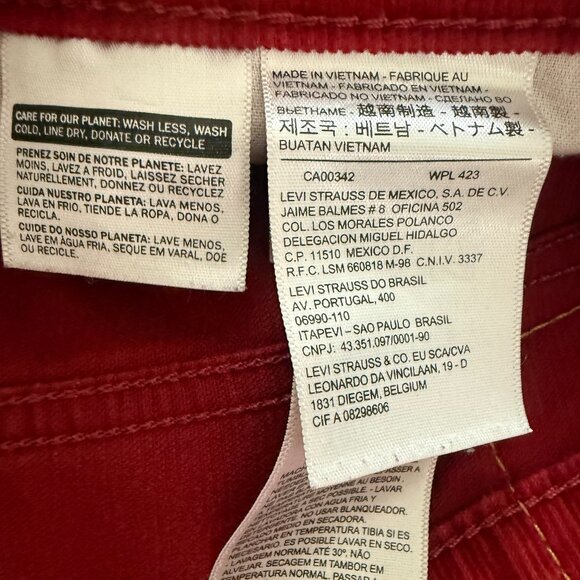 Levi's Corduroy Slim Straight Men's Pants 31x30 Stretch Oxblood Red - Picture 7 of 11